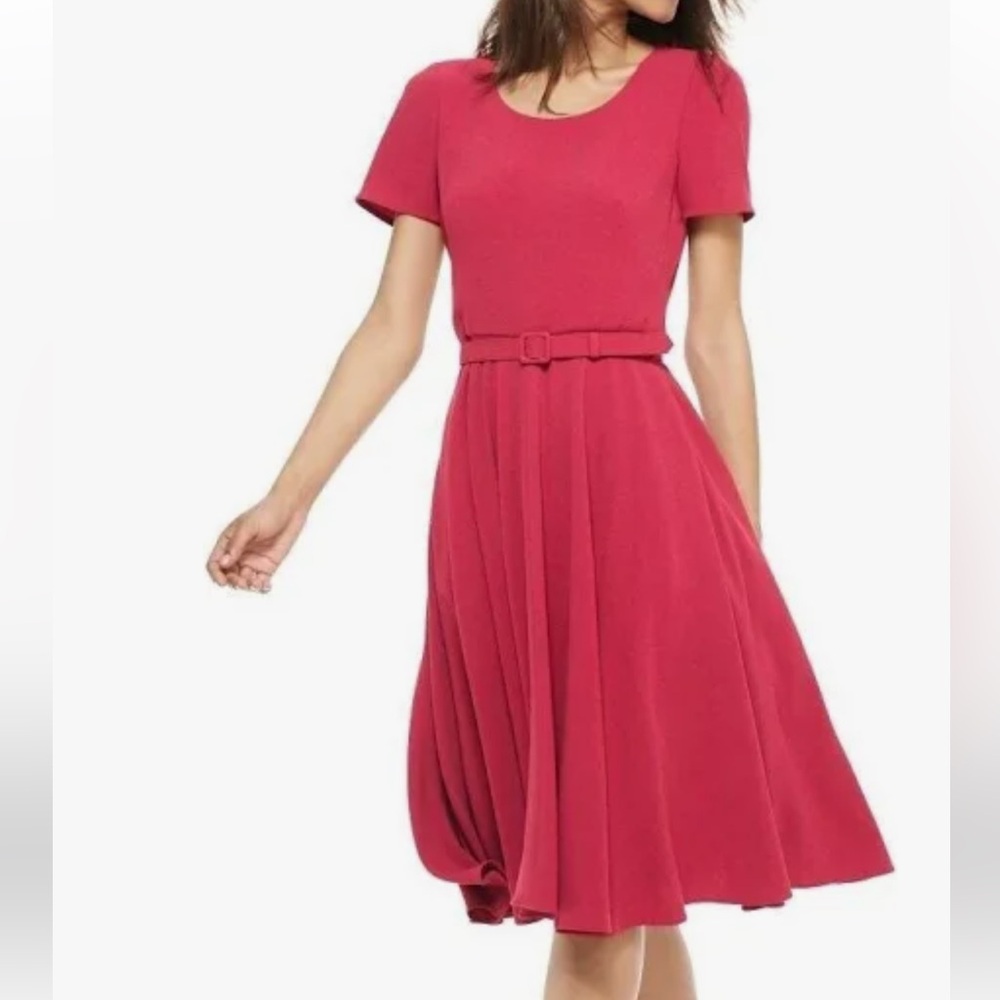 NWT GAL MEETS GLAM Morgan Belted Midi Dress In Candy Apple Red (Size 18)